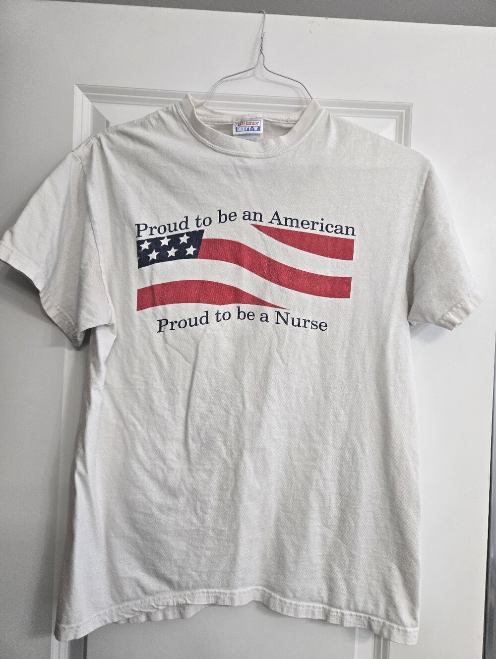 Proud to be an American - Proud to be a Nurse Graphic Tee (White)
